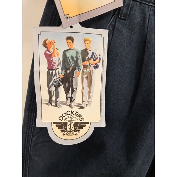 Vtg 90s Deadstock Dockers Baggy Cargo Pants Mens 27x30 Blue Tapered Ankle New - Picture 6 of 10
